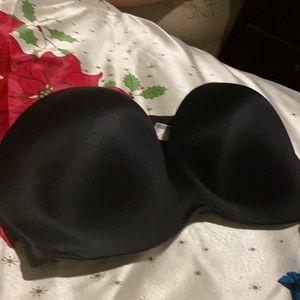 Black underwire bra strapless padded cushion